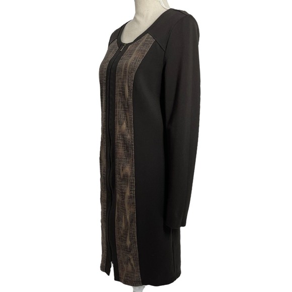 Tribal Womens Long Sleeve Zip Up Bronze Metallic Brown Midi Sheath Dress Size 8 - Picture 3 of 10